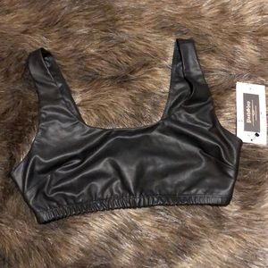 Faux leather crop top